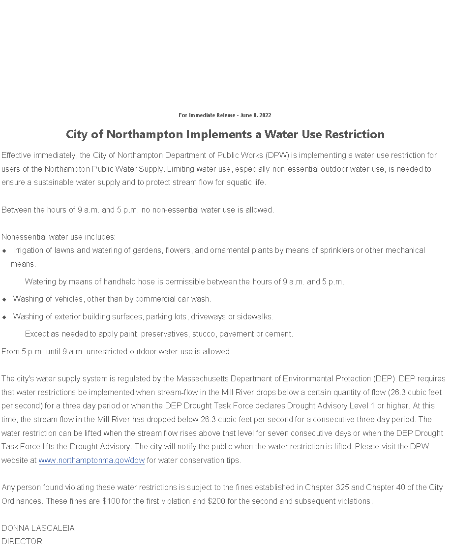 Water Use Restriction
